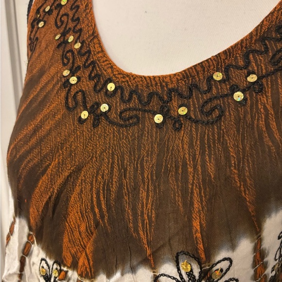 Vintage Jessica Taylor brown floral bohemian flowy tank size L - Picture 13 of 14